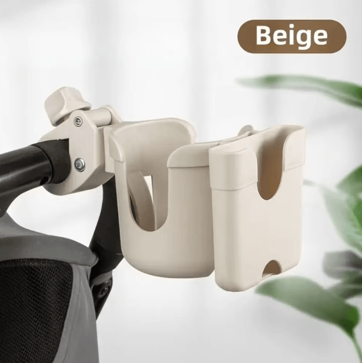 2 in 1 Baby Stroller Cup Holder Universal Bottle & Phone Mount Organizer heart White