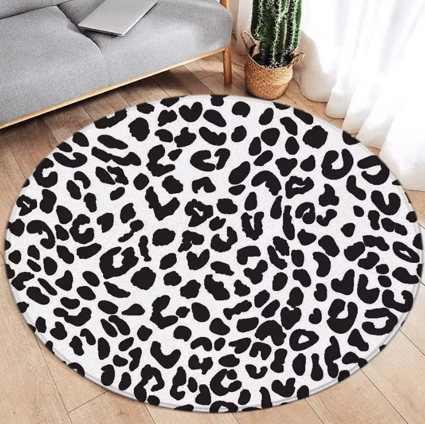 Brown Leopard Print Round Rug Soft Animal Print Circle Carpet Flannel Floor Decor dd 60656j diameter 80cm