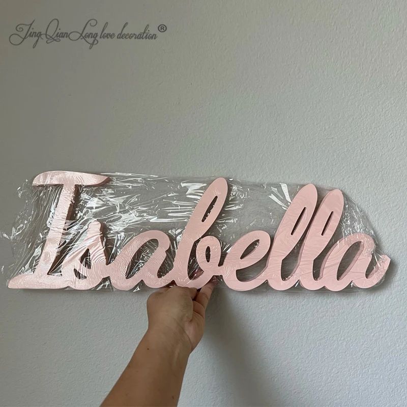 Personalized Wooden Name Sign Custom Wall Decor With Stand grey 35 Cm Wide