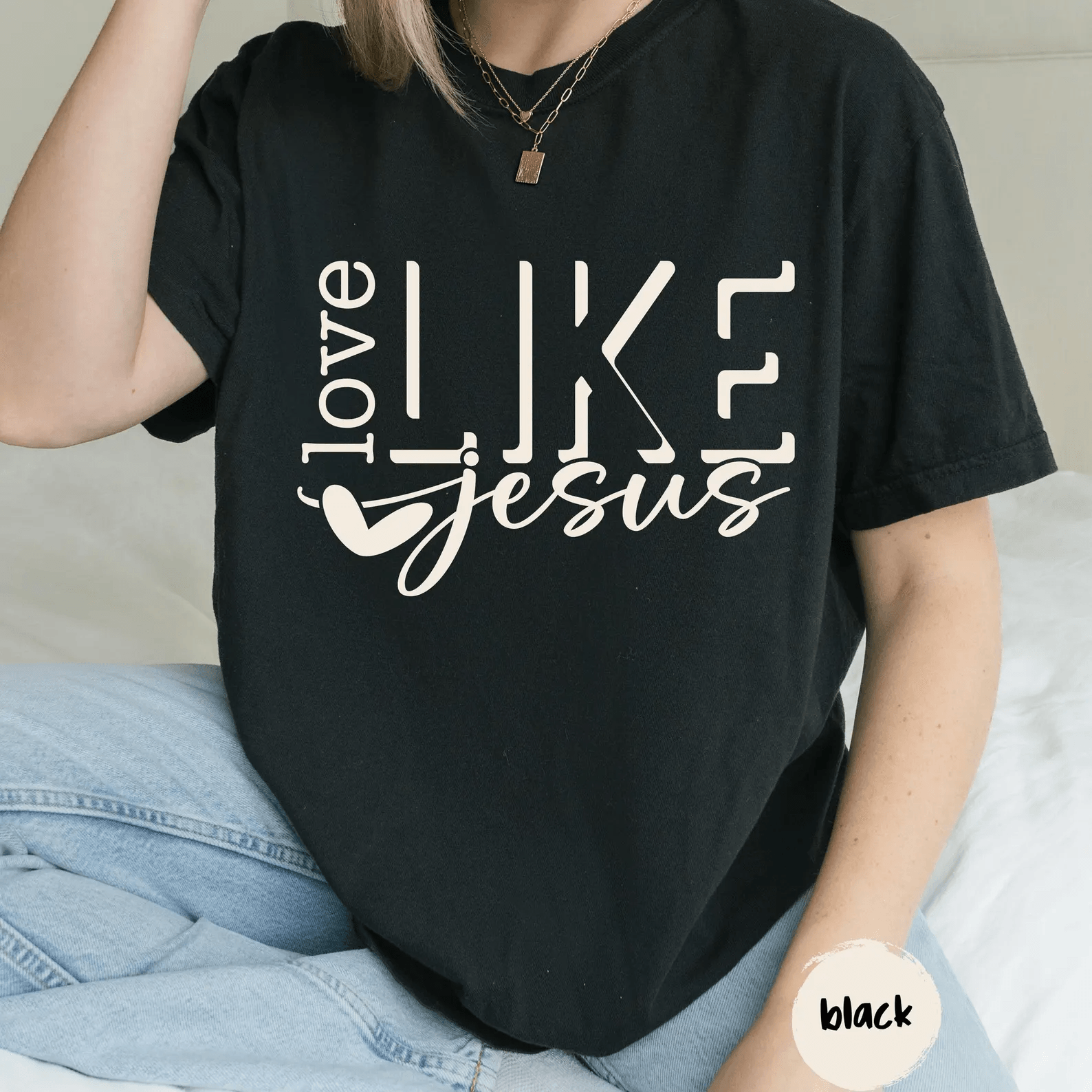 Love Like Jesus Shirt Comfort Colors Christian Tee Faith Religious Gift For Women white l sweatshirt