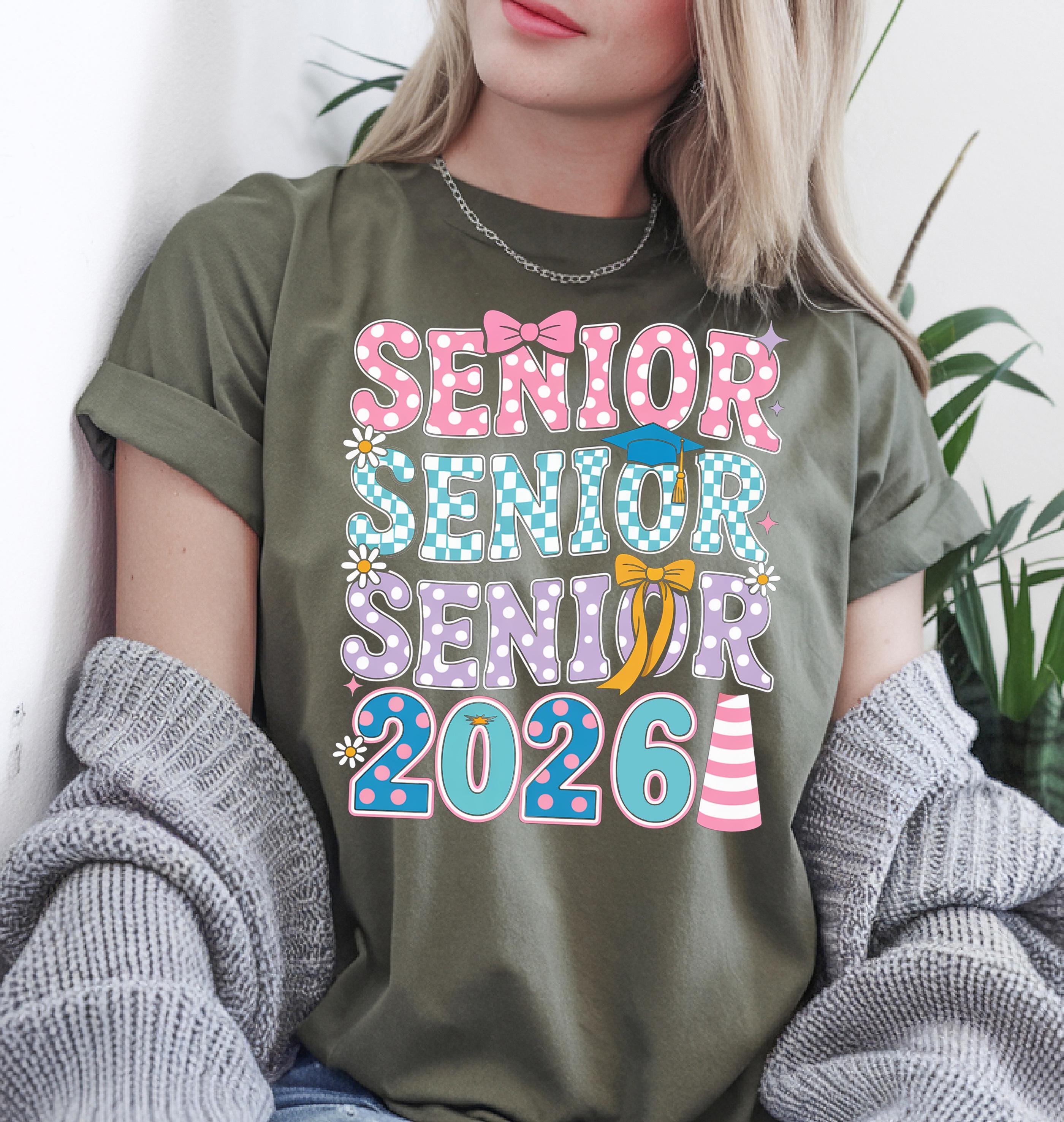 Senior 2026 Shirt Colorful Retro Graphic Tee Trendy Graduation T Shirt Casual Womens Top white 3xl t Shirt