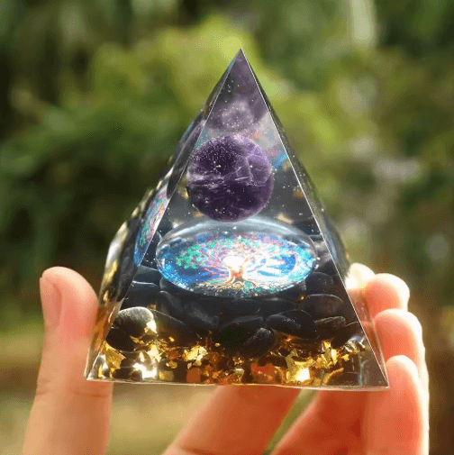 Amethyst Orgonite Energy Pyramid Reiki Chakra Healing Crystal Decor a2
