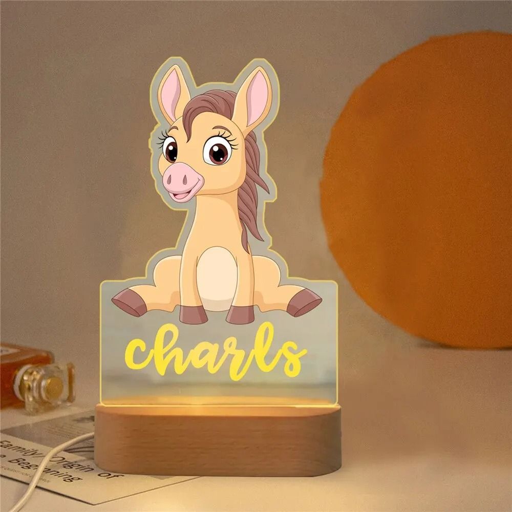 Personalized Kids Night Light Custom Name Animal Lamp For Bedroom Decor 20 warm Light