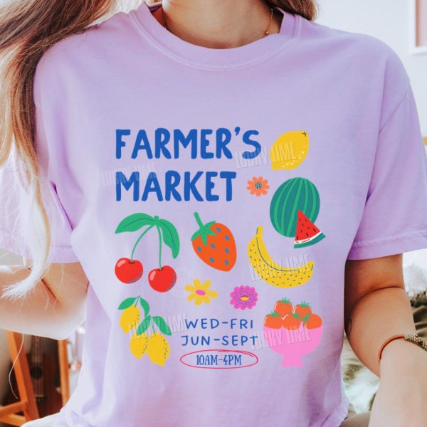 Farmers Market Cropped Shirt, Womens Boxy Tee, Crop Top, Flower Market Tshirt, Fruit Shirt, Tomato Shirt, Summer Apparel light Green 3xl t Shirt