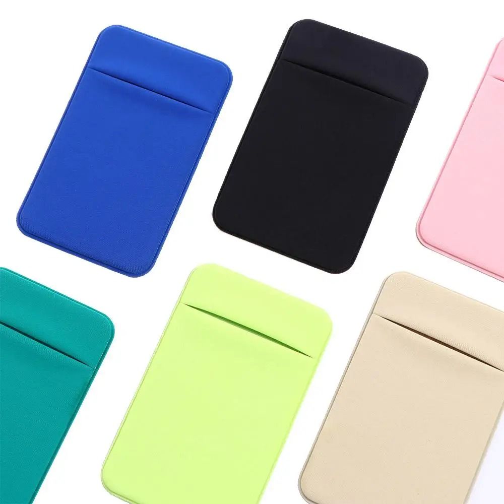 Elastic Cell Phone Card Holder Slim Lycra Adhesive Mobile Wallet & ID Pocket red