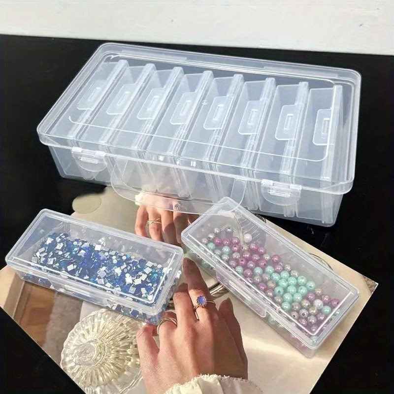 Clear Grid Jewelry Organizer Box Portable Storage Box For Beads Crafts And Accessories b