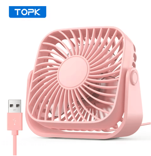 4 Inch USB Portable Mini Fan Quiet Adjustable Desk & Camping Personal Fan blue