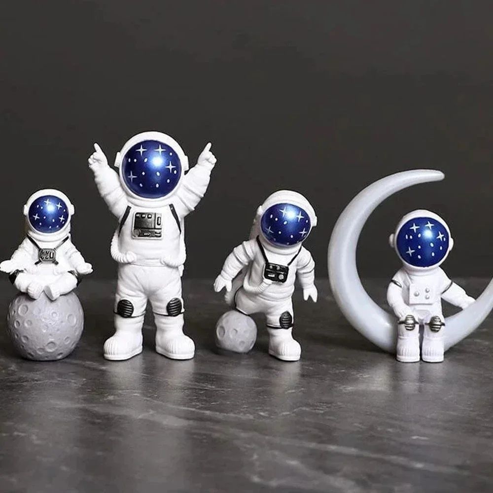 4pcs Astronaut Figurine Set Space Spaceman Mini Statues For Kids, Desk & Home Decor blue 03