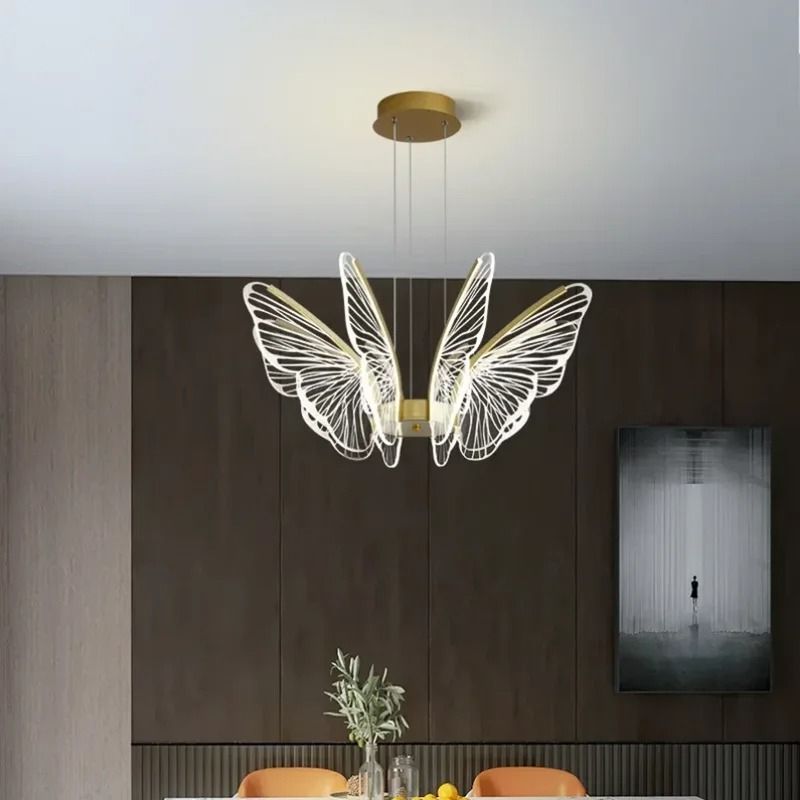 Butterfly Acrylic Chandelier Modern Minimalist LED Hanging Light 8 Heads warm 110 240 V