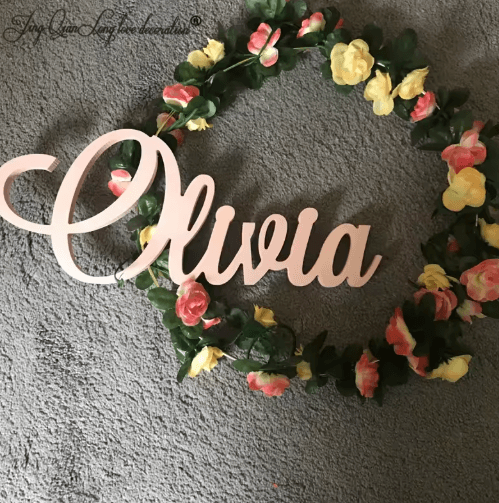 Personalized Wooden Name Sign Custom Baby Name Wall Decor For Nursery & Kids Room yellow 45 Cm Long