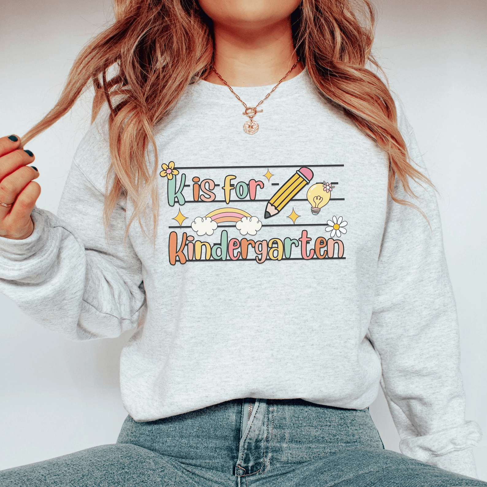 Kindergarten Teacher Sweatshirt Cute Teach Crewneck Back To School Teacher Gift lavender Pink 3xl t Shirt