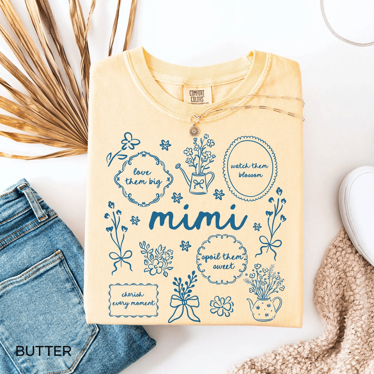 Comfort Colors Floral Mimi Shirt Mothers Day Grandma Gift Tee yellow 3xl sweatshirt