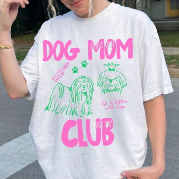 Dog Mom Club Shirt, Dog Mom Tshirt, Shih Tzu Lover Gift, Dog Lover Tee, Fur Mama Shirt, Life Is Better With A Dog Shirt, mustard 3xl sweatshirt