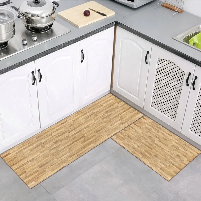 Modern Wood Grain Floor Mat Non Slip Kitchen Bathroom Entrance Rug 08 50x80 Cm