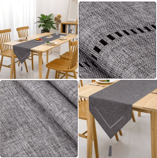 Modern Solid Linen Table Runner Minimalist Linen Table Runner For Dining & Coffee Tables gray 32x220cm