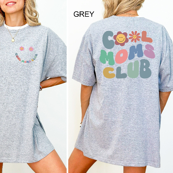 Moms Club Shirt Trendy Oversized Mom Graphic Tee Cute Smile Outfit Gift blue s t Shirt