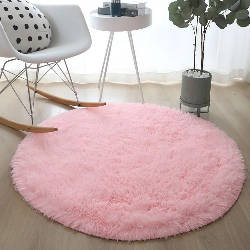 Fluffy Round Plush Rug Soft Shaggy Area Carpet For Living Room And Bedroom gray 200x200cm (78.7inch)