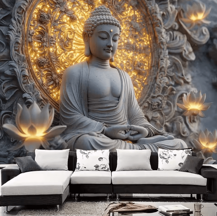 Giant Buddha Lotus Tapestry Spiritual Zen Wall Hanging For Home Decor wyl 616023 gt 70x100cm