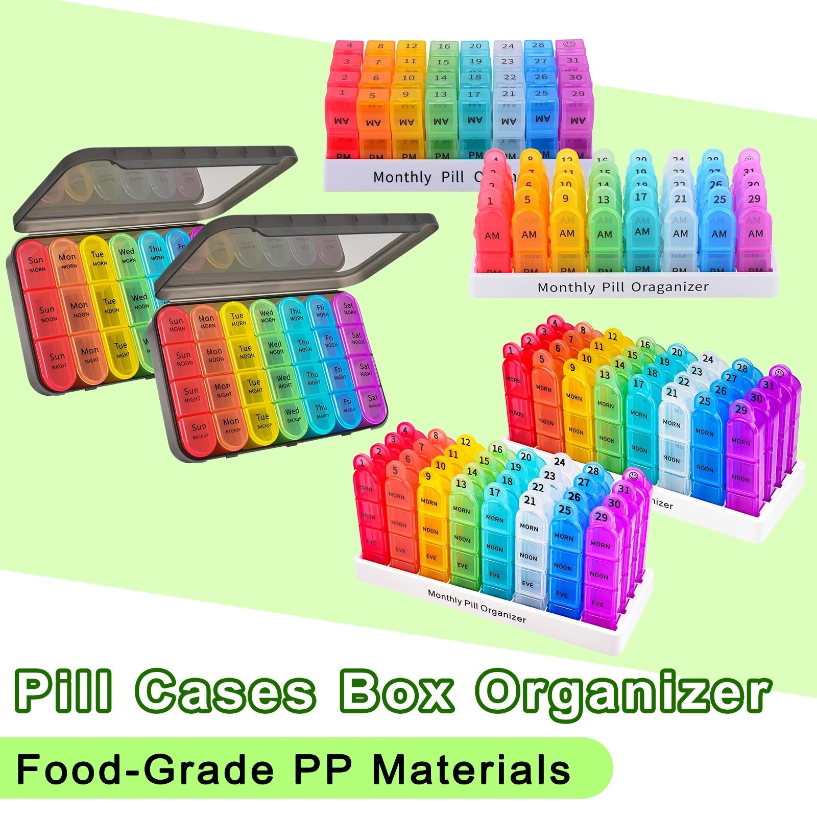 Premium Portable Travel Pill Organizer | Weekly & Monthly Medication Case | Food Grade PP Wellness Management 28 Day 1 Times