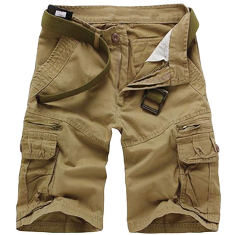 Men's Cotton Cargo Shorts Multi Pocket Knee Length Casual Streetwear Shorts tujun Green 30