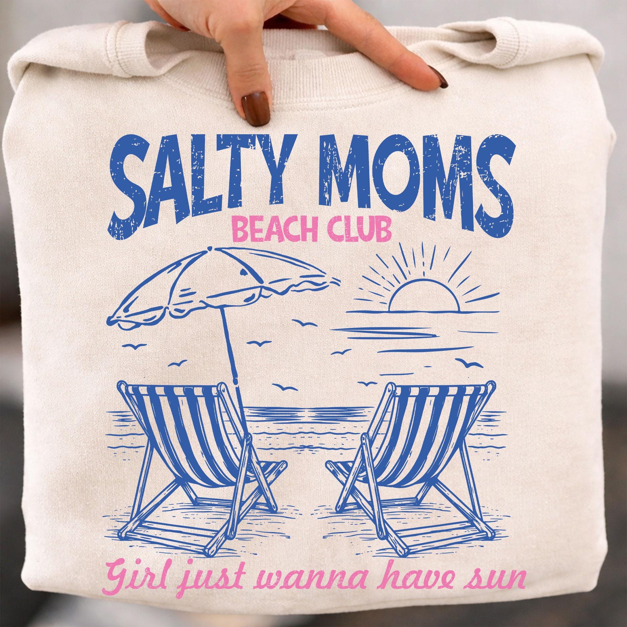Salty Moms Beach Club Shirt Funny Beach Mom Tee Summer Gift white 2xl sweatshirt