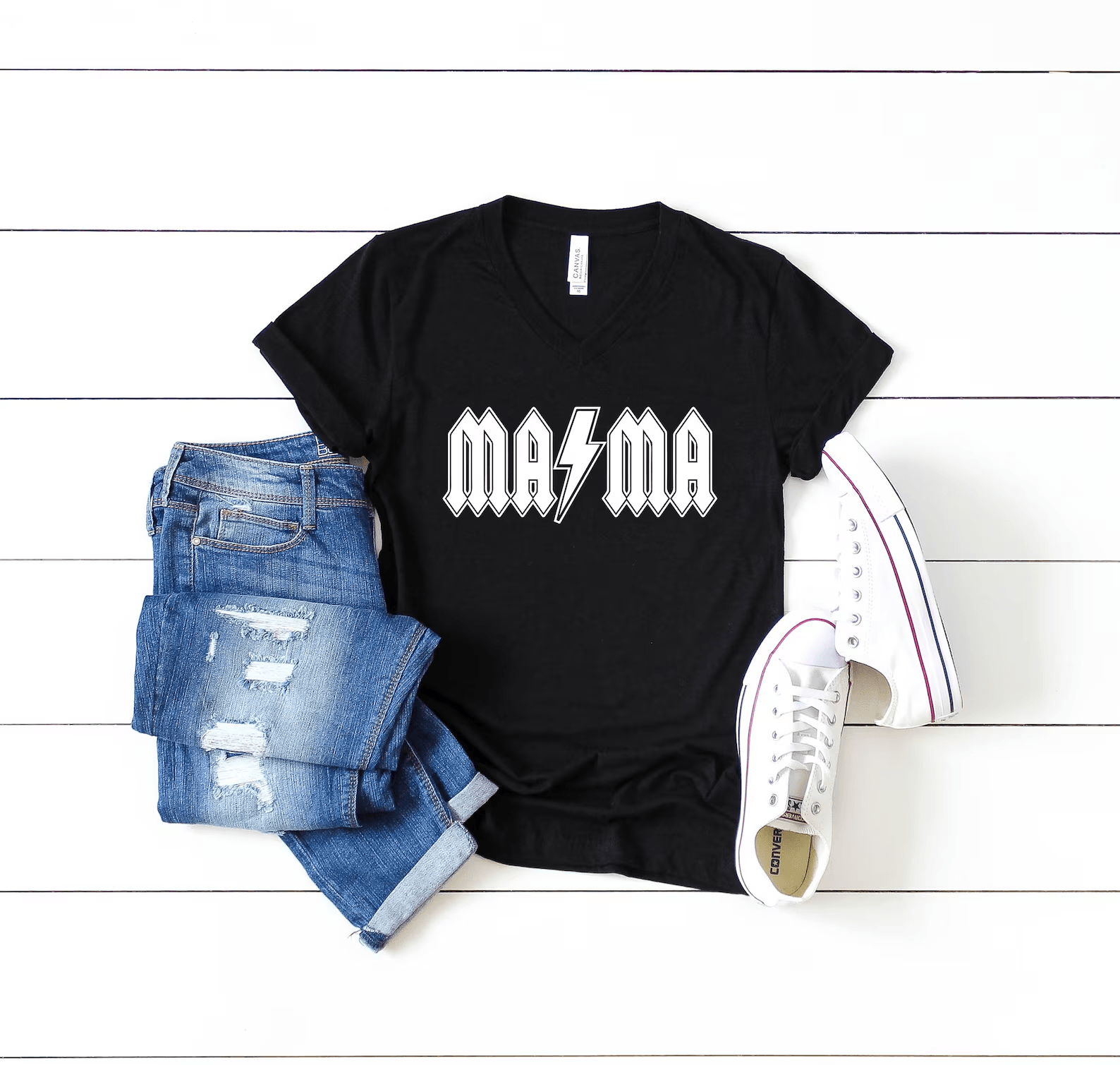 ACDC Mama Shirt Rocker Mom Graphic Tee Cool Mom Life Mothers Day Gift grey l sweatshirt