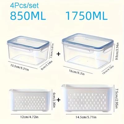 FreshLock Fridge Produce Storage Containers With Strainer Set blue