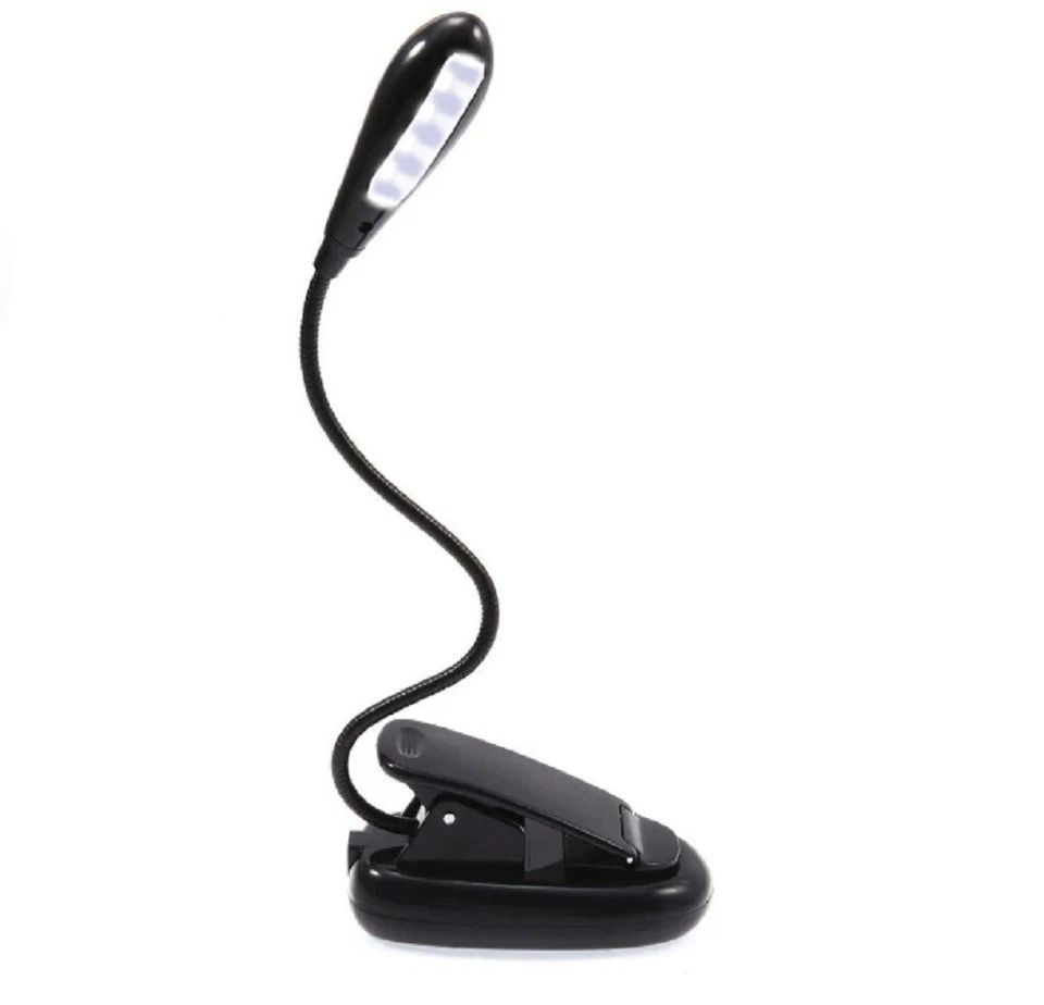 Clip On LED Reading Light For Book And Laptop Flexible, Battery Powered, Adjustable Lamp Clip On LED Reading Light For Book And Laptop Flexible, Battery Powered, Adjustable Lamp