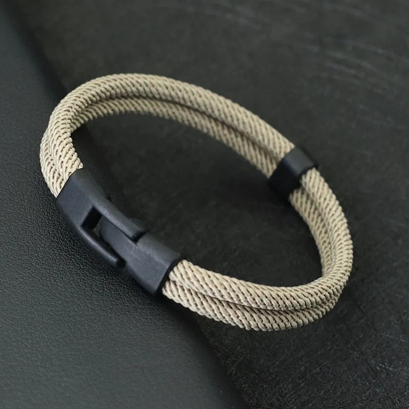 Fashion Double Layer Thread Bracelet And High Performance Detachable Stackable Wrist Architecture khaki