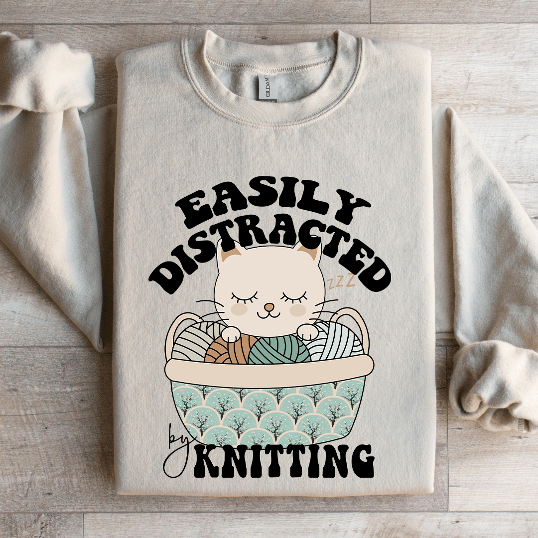 Easily Distracted By Knitting Sweatshirt L Light Pink