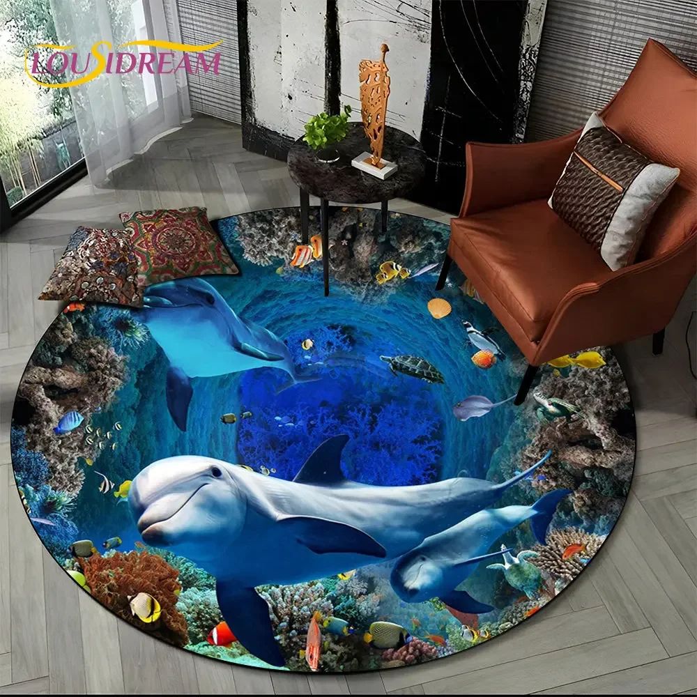 Ocean Dream 3D Dolphin Illusion Area Rug For Living Room Bedroom 1 47in