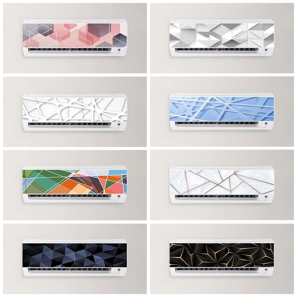 3D Geometric Air Conditioner Sticker Abstract AC Cover Wall Panel Decal lilac 90x27 Cm