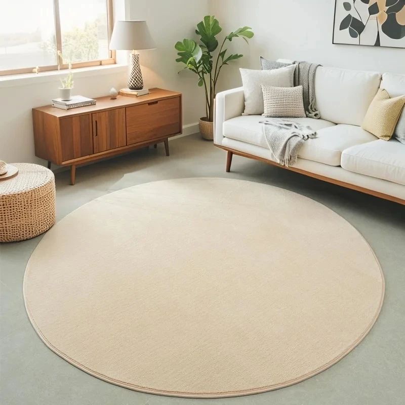 Round Coral Velvet Rug Soft Modern Living Room And Kids Carpet wine Red 70x70in