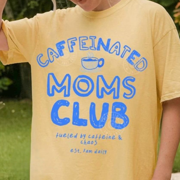 Caffeinated Moms Club Shirt, Mama Tshirt, Tired Moms Club Shirt, Funny Mom Graphic Tee, Mothers Day Gift brown 2xl sweatshirt