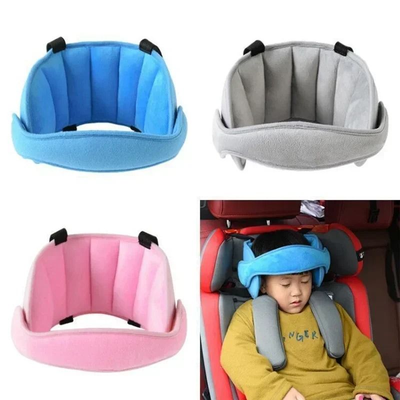 Adjustable Child Car Head Support Strap With Travel Neck Pillow Comfort Belt pink