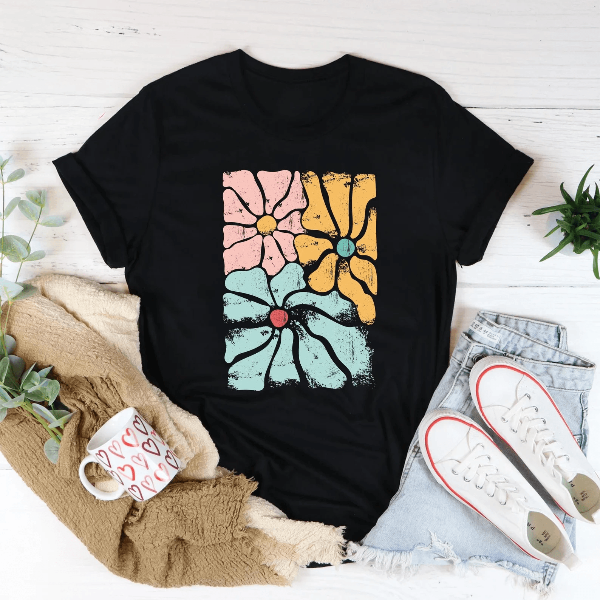 Boho Flowers T Shirt Hippie Flower Shirt Vintage Floral Graphic Tee For Women Spring Style yellow 2xl sweatshirt