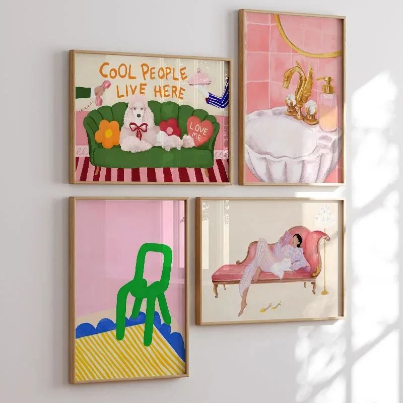 Abstract Crocodile Chair Canvas Wall Art Colorful Modern Poster h 50x70 Cm no Frame