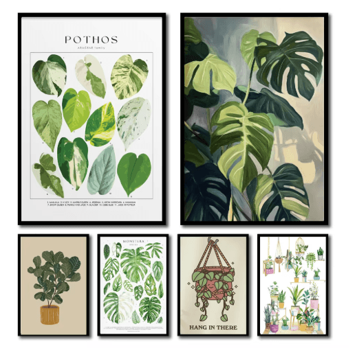 Green Botanical Leaves Canvas Wall Art Calming Nature Houseplant Decor 12 40x60cm