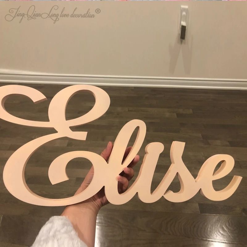 Custom Large Wooden Name Sign | Personalized Nursery Wall Decor & Baby Name Script For Kindergarten Decoration silver 45 Cm Long