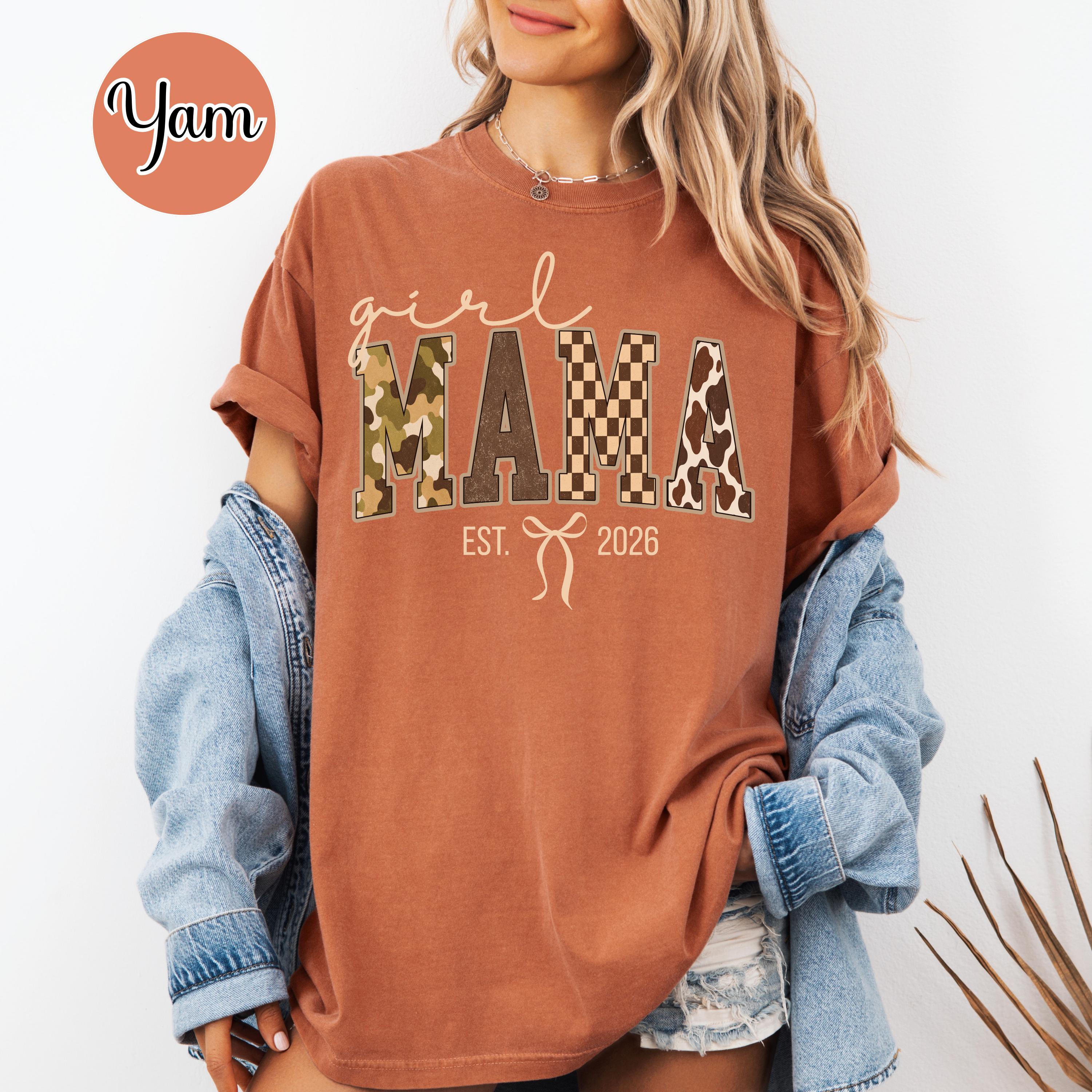 Custom Girl Mama Shirt, Personalized Est Duck Camo Mom, Retro Hunting Mommy Tee, New First Time Mothers Day Gift, Expect orange m sweatshirt