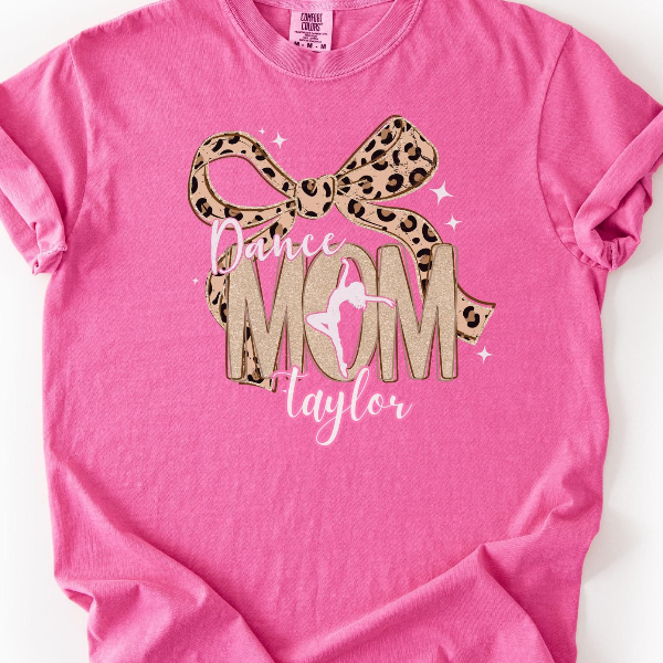 Dance Mom Shirt | Custom Dance Mom Tee With Name | Leopard Comfort Colors Dance Mom | Personalized Dance Mom Gift brown s t Shirt