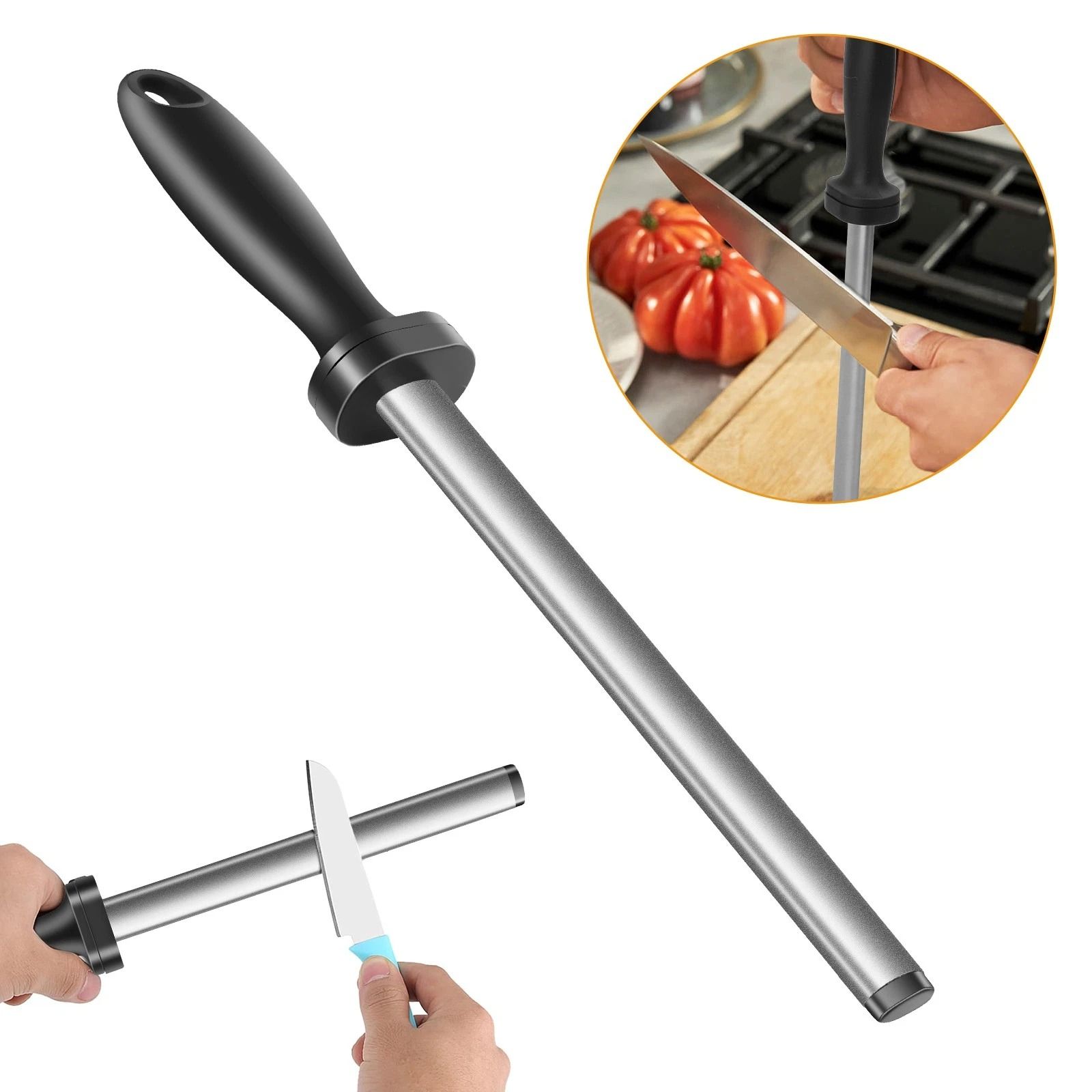 Diamond Knife Sharpener Rod 8in Precision Honing Tool For Chef & Kitchen Knives Diamond Knife Sharpener Rod 8in Precision Honing Tool For Chef & Kitchen Knives