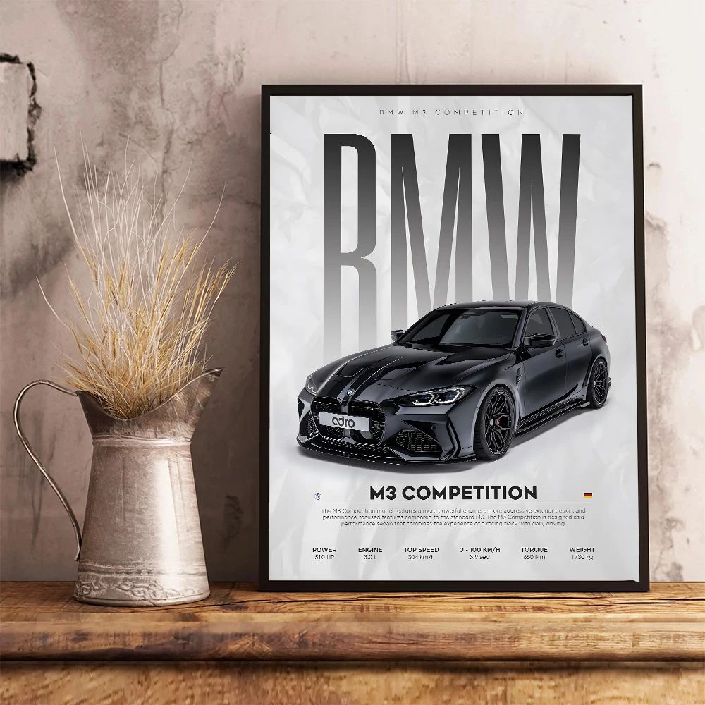 Modern Black Sports Car Canvas Wall Art Famous Racing Car Poster Print For Living Room Decor 4 19.69 27.56 In Unframed