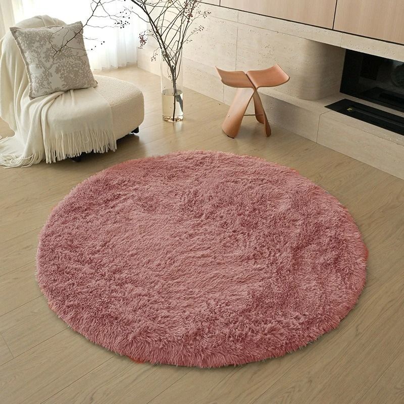 Soft Plush Kids Rug Fluffy Round Nursery Floor Mat Carpet dark Blue 100 Cm