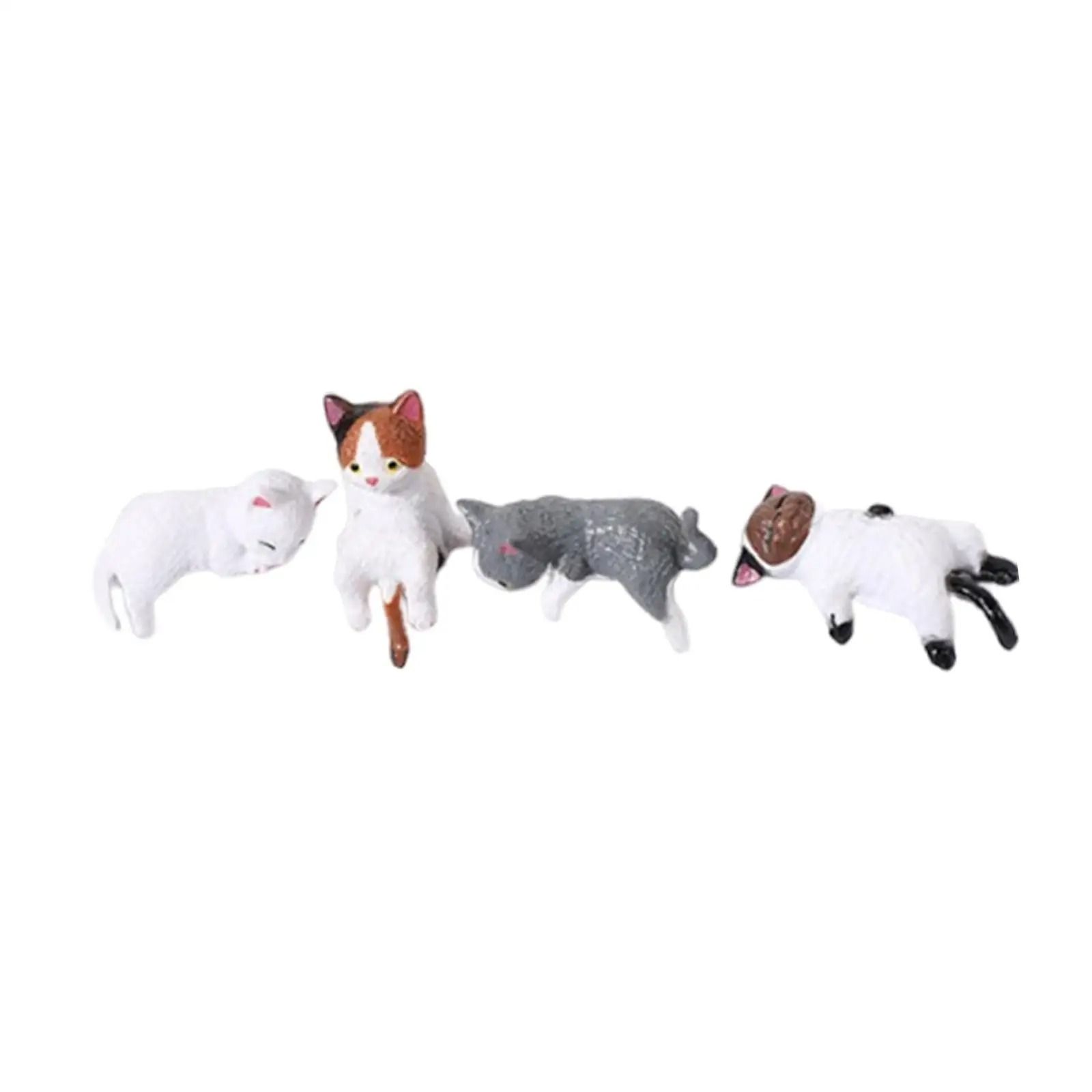 Mini Cat Figurine Decor Cute Animal Statue For Desk And Shelf 04