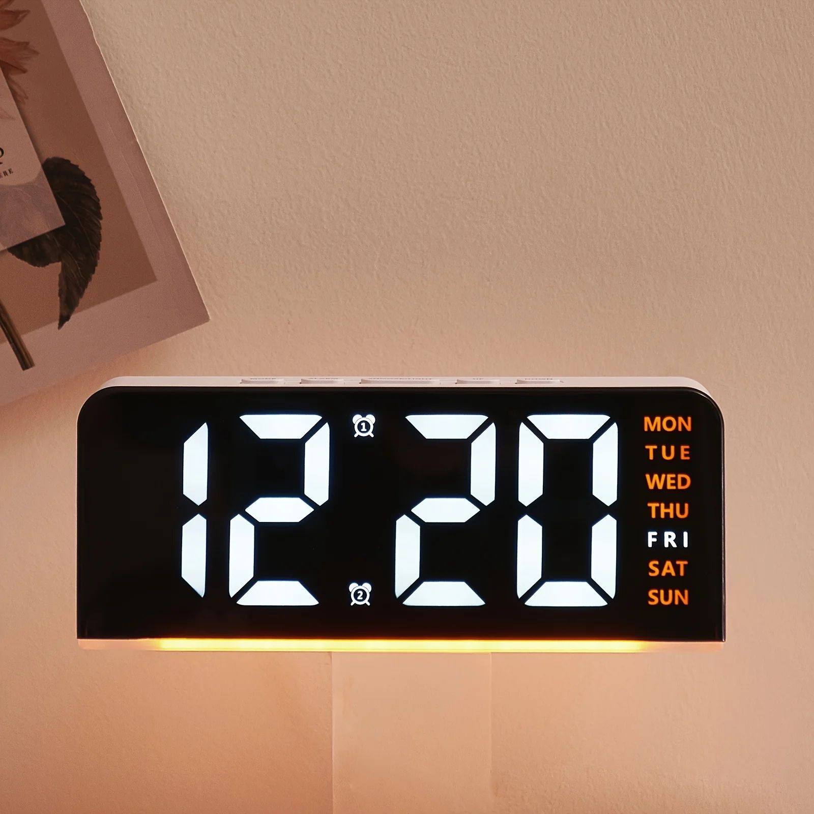 Modern LED Digital Alarm Clock With Temperature Display And Night Light pink 1