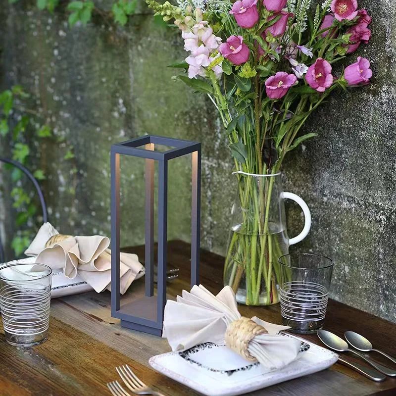 Modern Rechargeable LED Table Lamp Elegant Wireless Ambient Lighting For Home gray