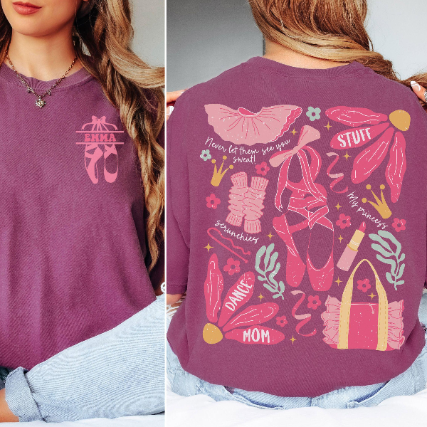 Dance Mom Essentials Shirt Trendy Back Print Graphic Tee Cute Recital Mom T Shirt light Blue l t Shirt