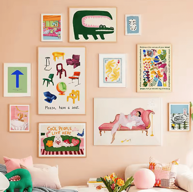 Abstract Crocodile Fish Sofa Canvas Wall Art Colorful Modern Living Room Decor l 30x45cm No Frame