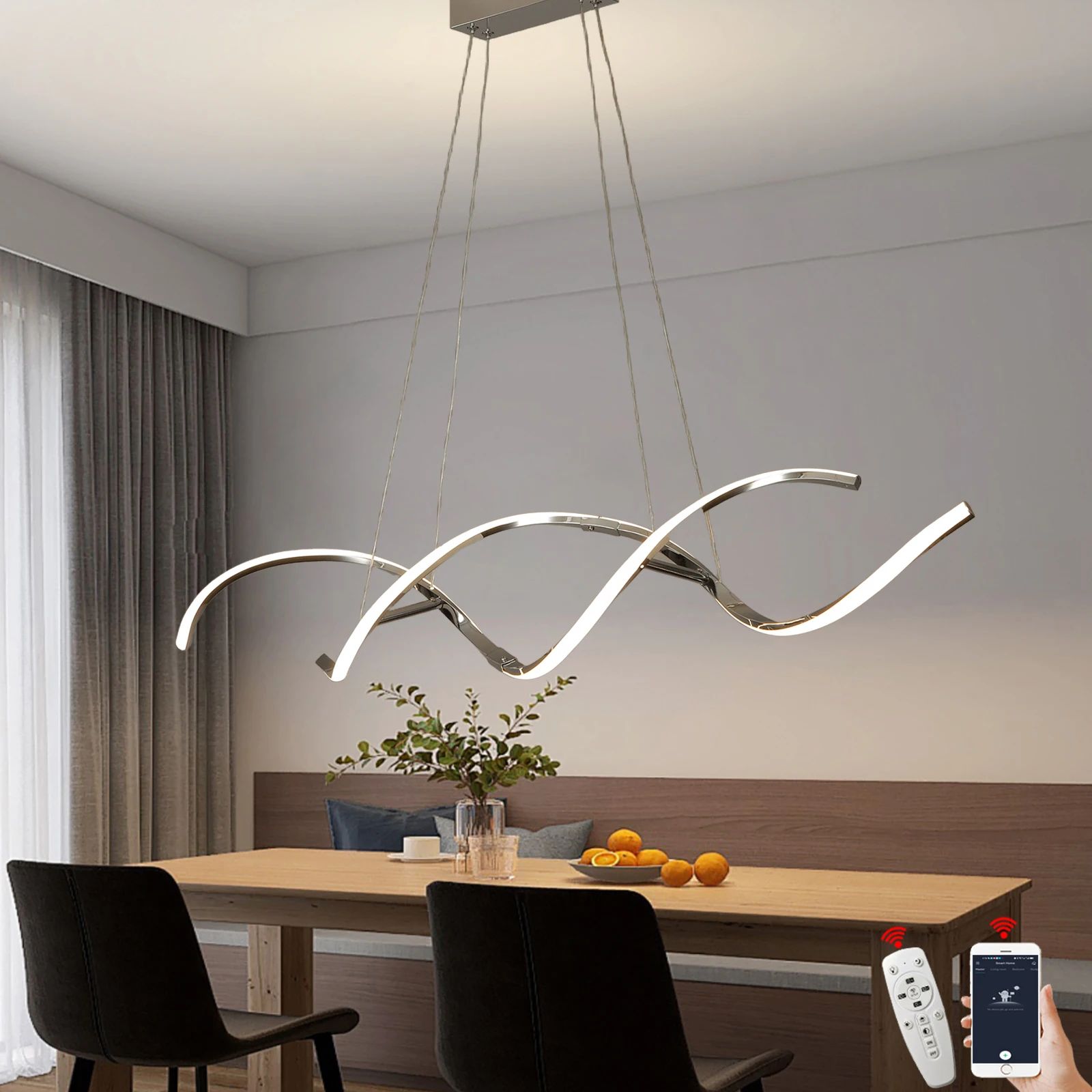 Modern LED Linear Chandelier Pendant Light For Dining Room Kitchen And Living Space c